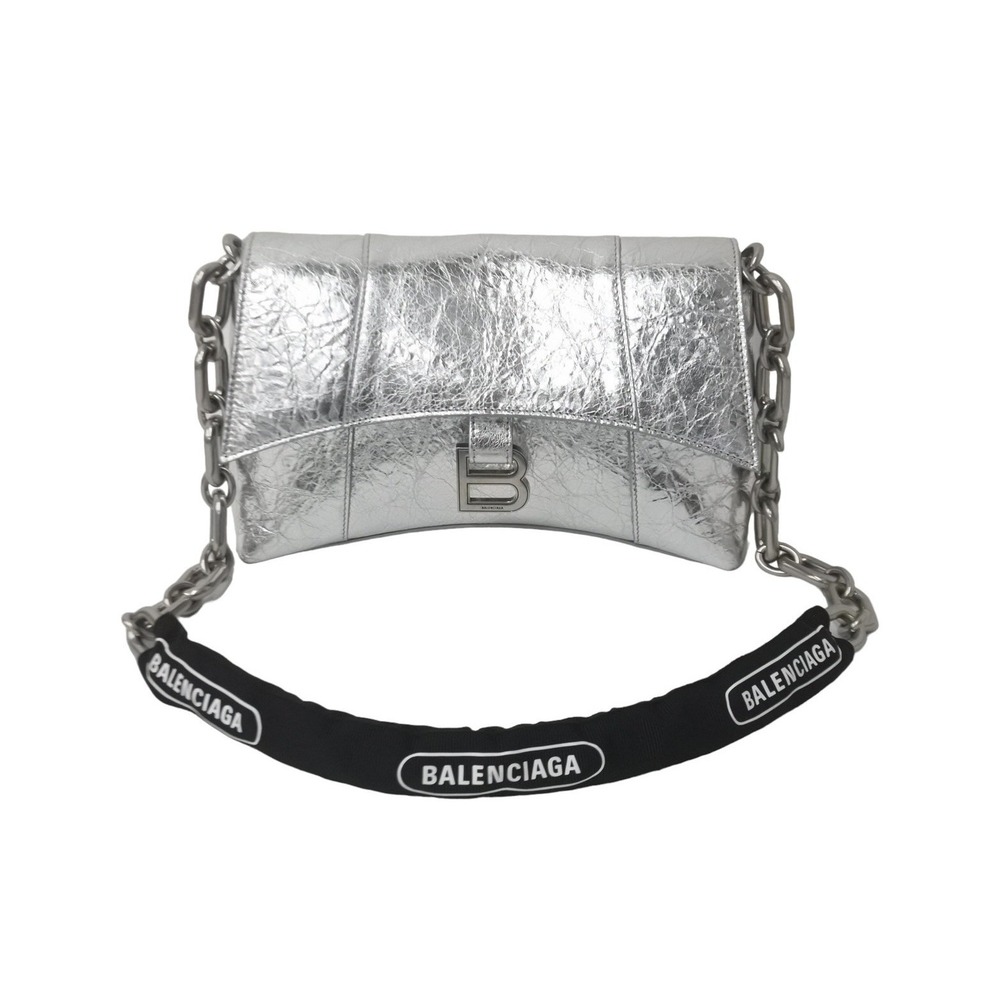 BALENCIAGA Downtown XS Shoulder Bag Silver Chain
